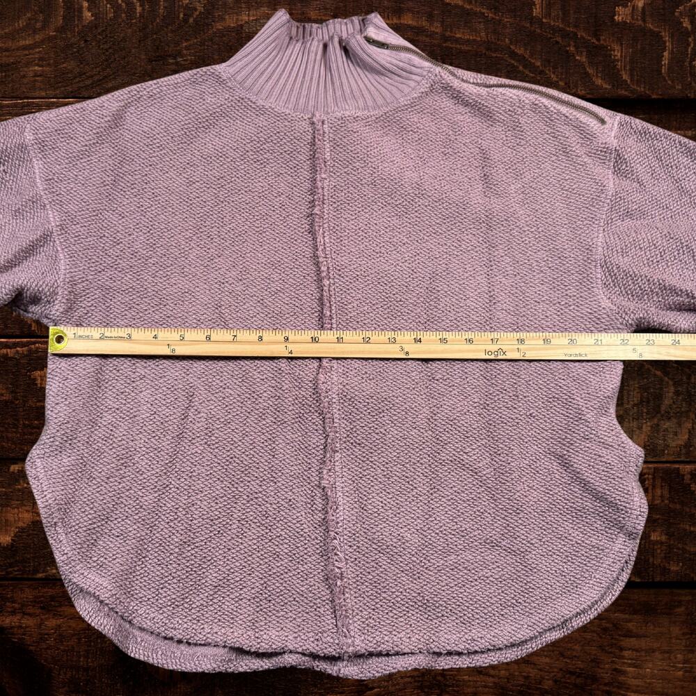 Free People We The Free Zip Neck Oversized Sweater Lavender Slouchy Pullover XS - Picture 9 of 11